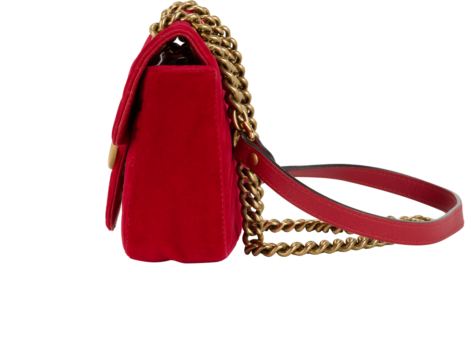 Mini GG Marmont, &pound;650, Handbags, Red, Velvet, Bottom view
